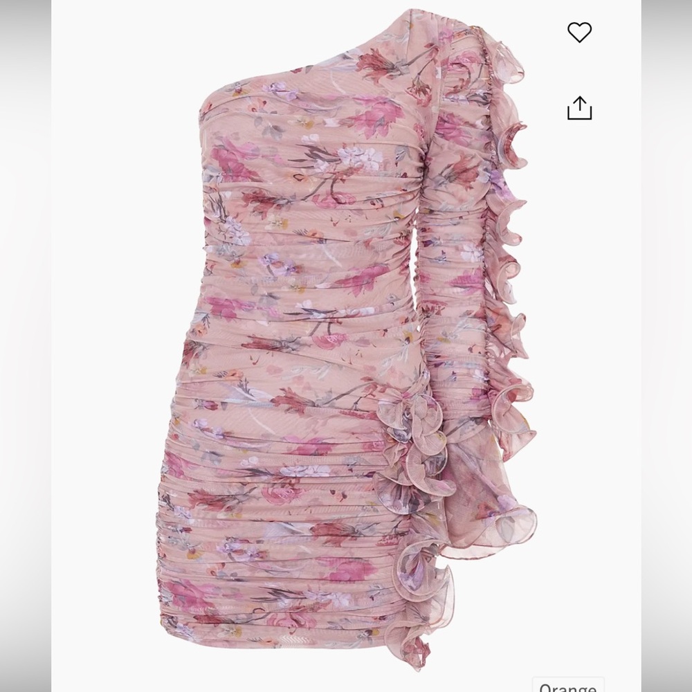 PatBO Lily Floral Ruffle One-Shoulder Minidress